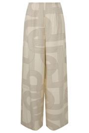 thumbnail: comma wide leg regular waist palazzo broek met linnen ecru