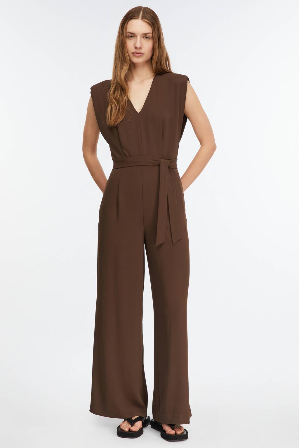 comma jumpsuit donkerbruin