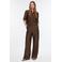 comma wide leg high waist casual broek donkerbruin