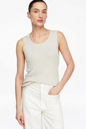 top met glitter beige