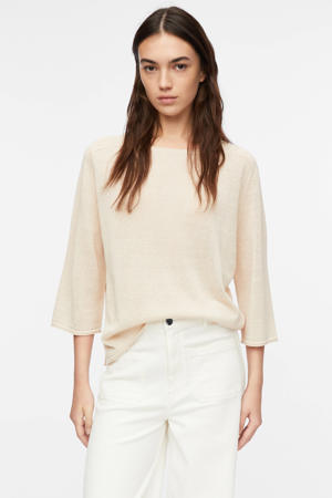 gebreide trui met linnen beige