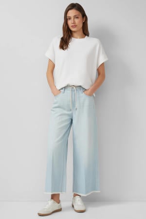 high waist wide leg jeans light blue denim