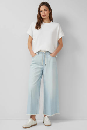 high waist wide leg jeans light blue denim