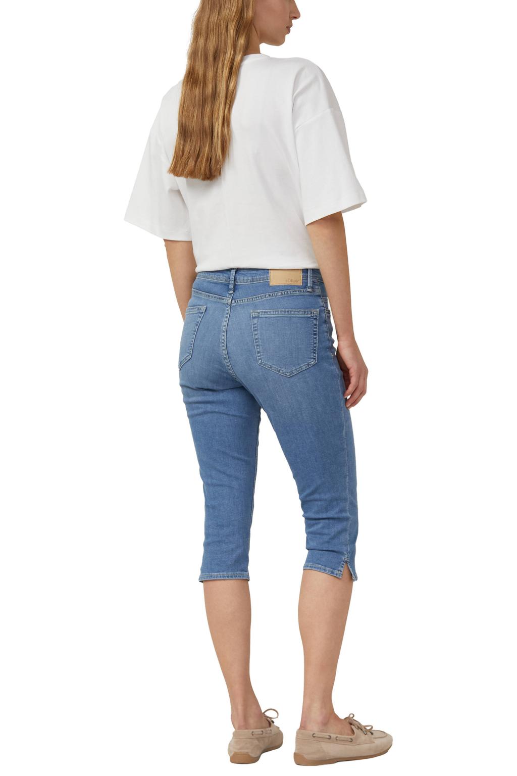 Light blue denim dames s.Oliver capri jeans van denim met regular waist, rits- en knoopsluiting en effen