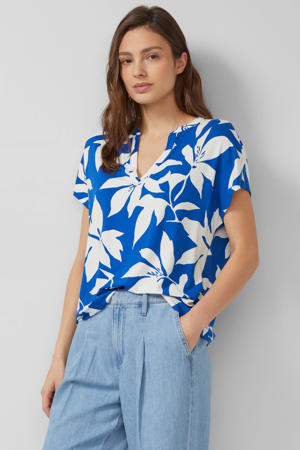 gebloemde top blauw