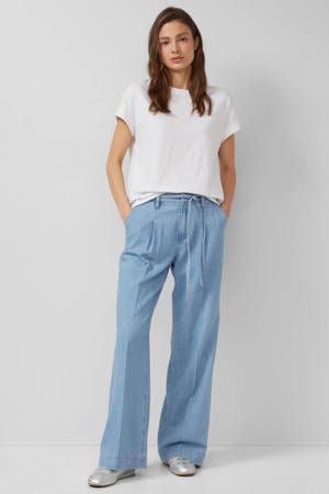 wide leg jeans light blue denim