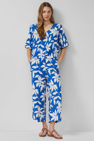 wide leg high waist culotte blauw met textuur