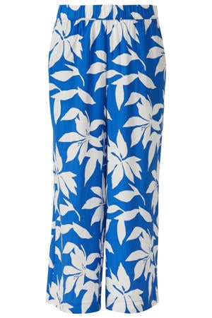 wide leg high waist culotte blauw met textuur