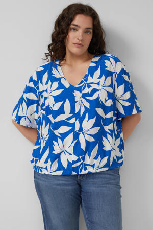 gebloemde top blauw