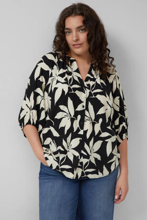 gebloemde blouse zwart