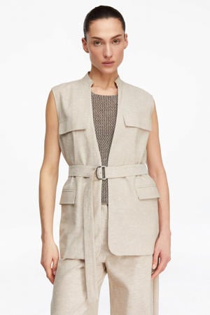 gilet met linnen beige