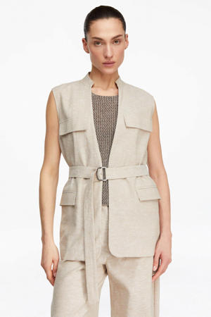 gilet met linnen beige