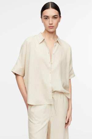 blouse met linnen beige