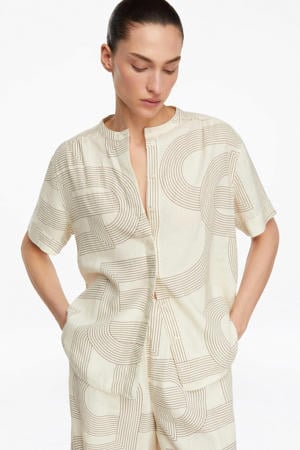 blouse met linnen ecru
