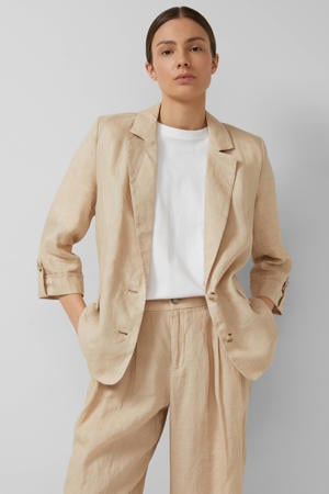 regular blazer met linnen