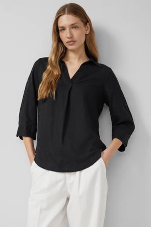 blouse met linnen zwart