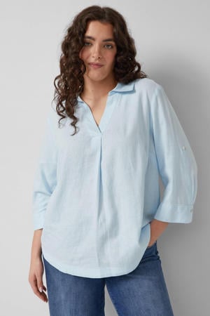 blouse met linnen lichtblauw