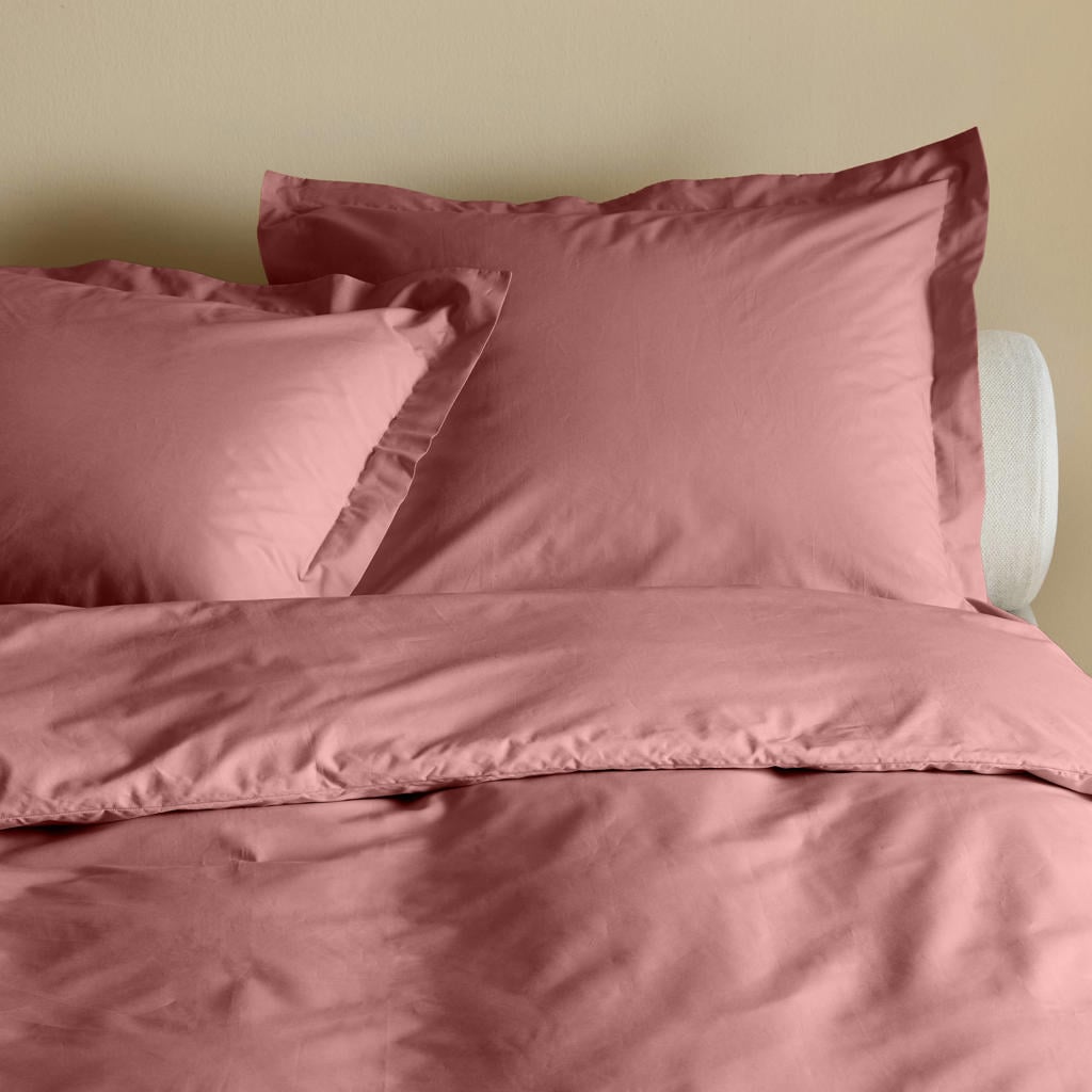 Studio LIVIT percale katoenen 2-persoons dekbedovertrek 200x200 cm - donkerroze