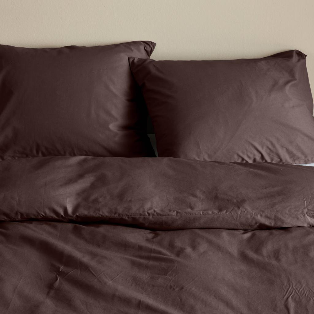 NOUS Living katoenen 2-persoons dekbedovertrek 200x200 cm - donkerbruin