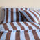 NOUS Living gestreept 1-persoons dekbedovertrek 140x200 cm - donkerbruin/blauw