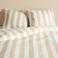 NOUS Living katoenen gestreepte 1-persoons dekbedovertrek 140x200 cm - zand/off white