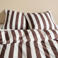 NOUS Living katoenen gestreepte 1-persoons dekbedovertrek 140x200 cm - donkerbruin/offwhite