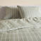 NOUS Living katoenen gestreepte 1-persoons dekbedovertrek 140x200 cm - groen/offwhite