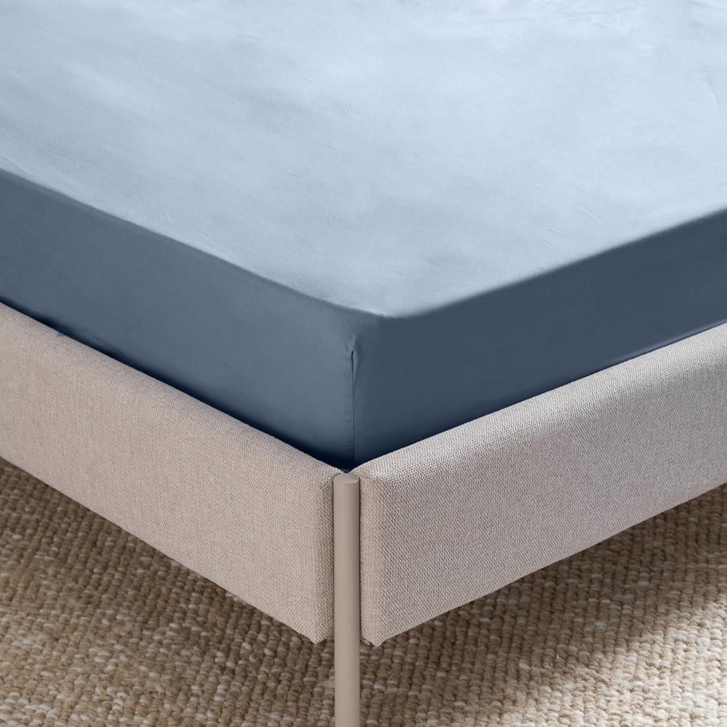NOUS Living katoen-satijnen hoeslaken (tot 25 cm) - blauw