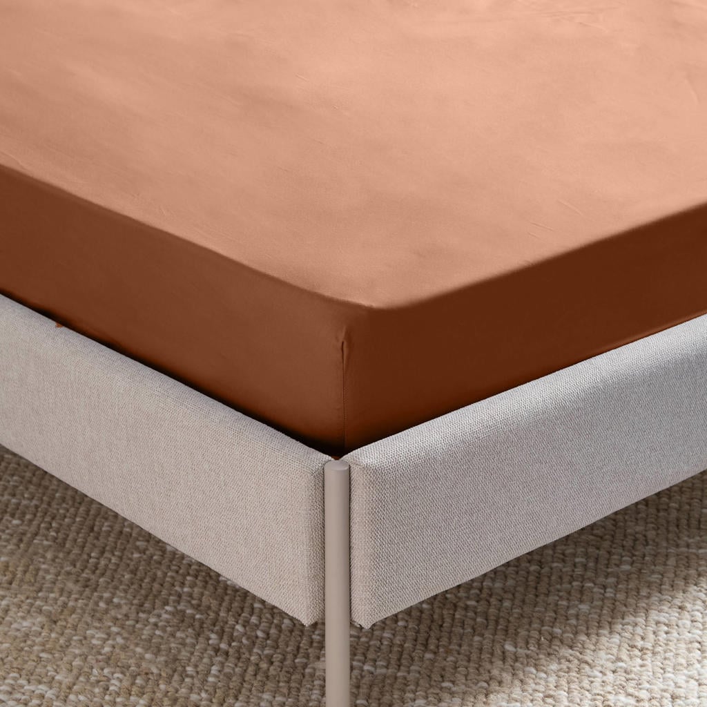 NOUS Living katoen-satijnen hoeslaken (tot 25 cm) - bruin