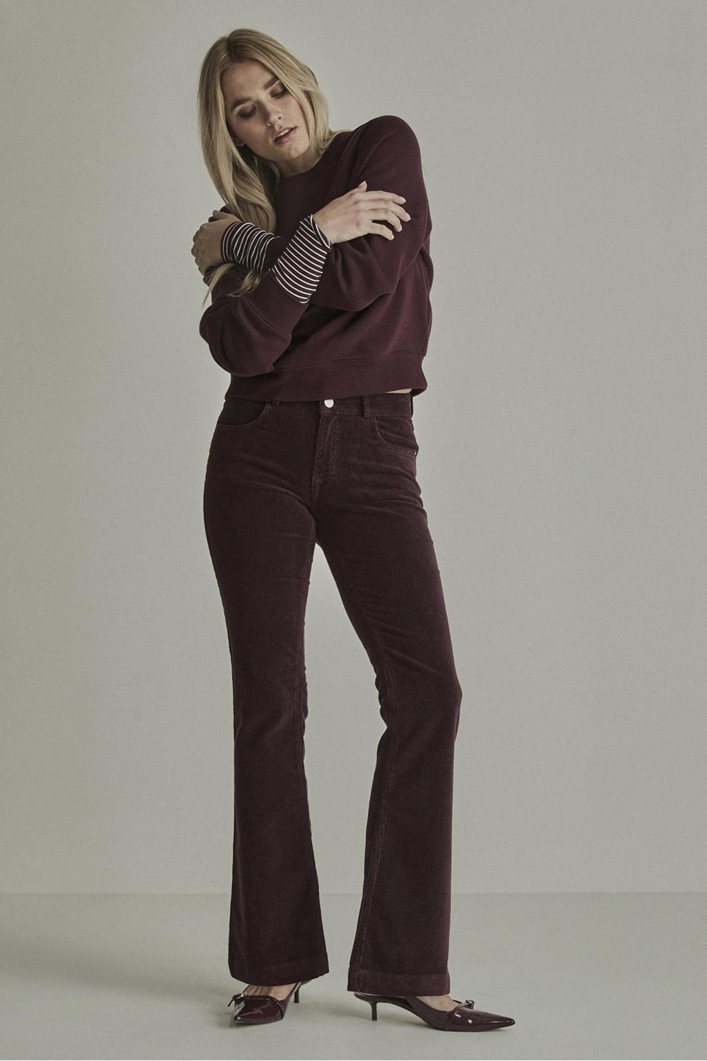 Para Mi corduroy flared broek - donkerrood