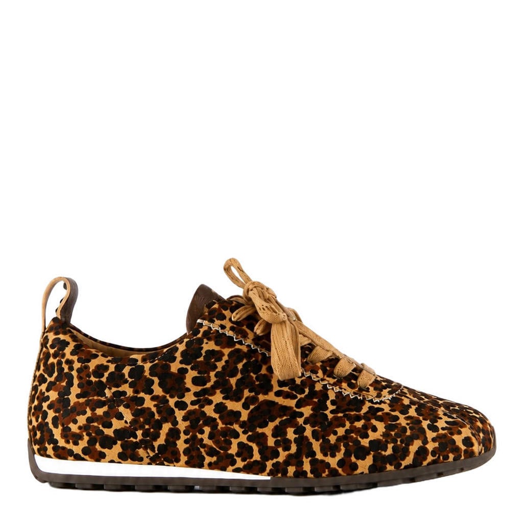 DWRS Sisak leren sneakers met panterprint - bruin