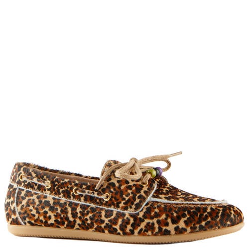 DWRS LATTY leopard leren bootschoenen met panterprint bruin
