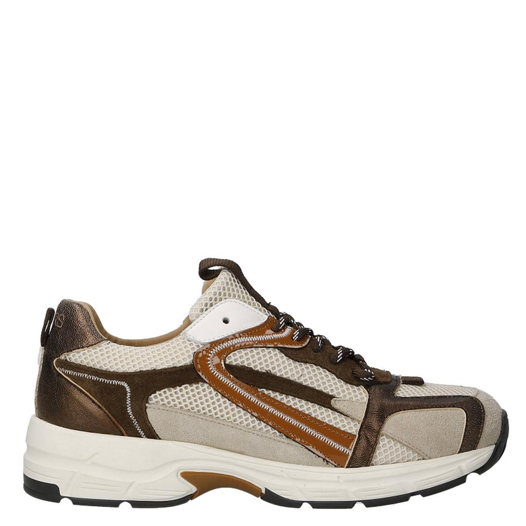 DWRS Neya leren sneakers - beige/donkerbruin