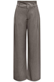 thumbnail: Grijsbruine dames JDY regular waist casual broek van polyester met rits- en knoopsluiting en effen