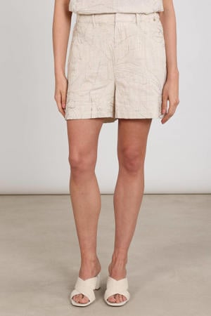 regular waist gebloemde casual short beige