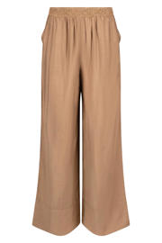 thumbnail: Camelkleurige dames NUKUS wide leg high waist broek van viscose met effen