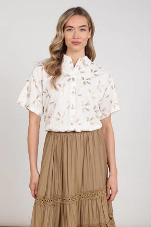 blouse met pailletten ecru