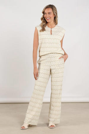 wide leg regular waist broek ecru