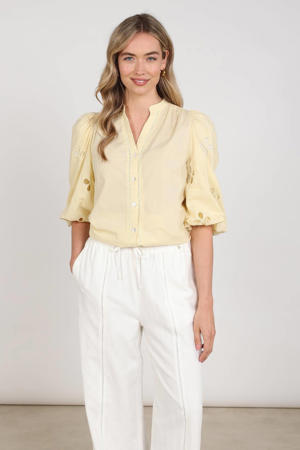 blouse broderie lichtgeel