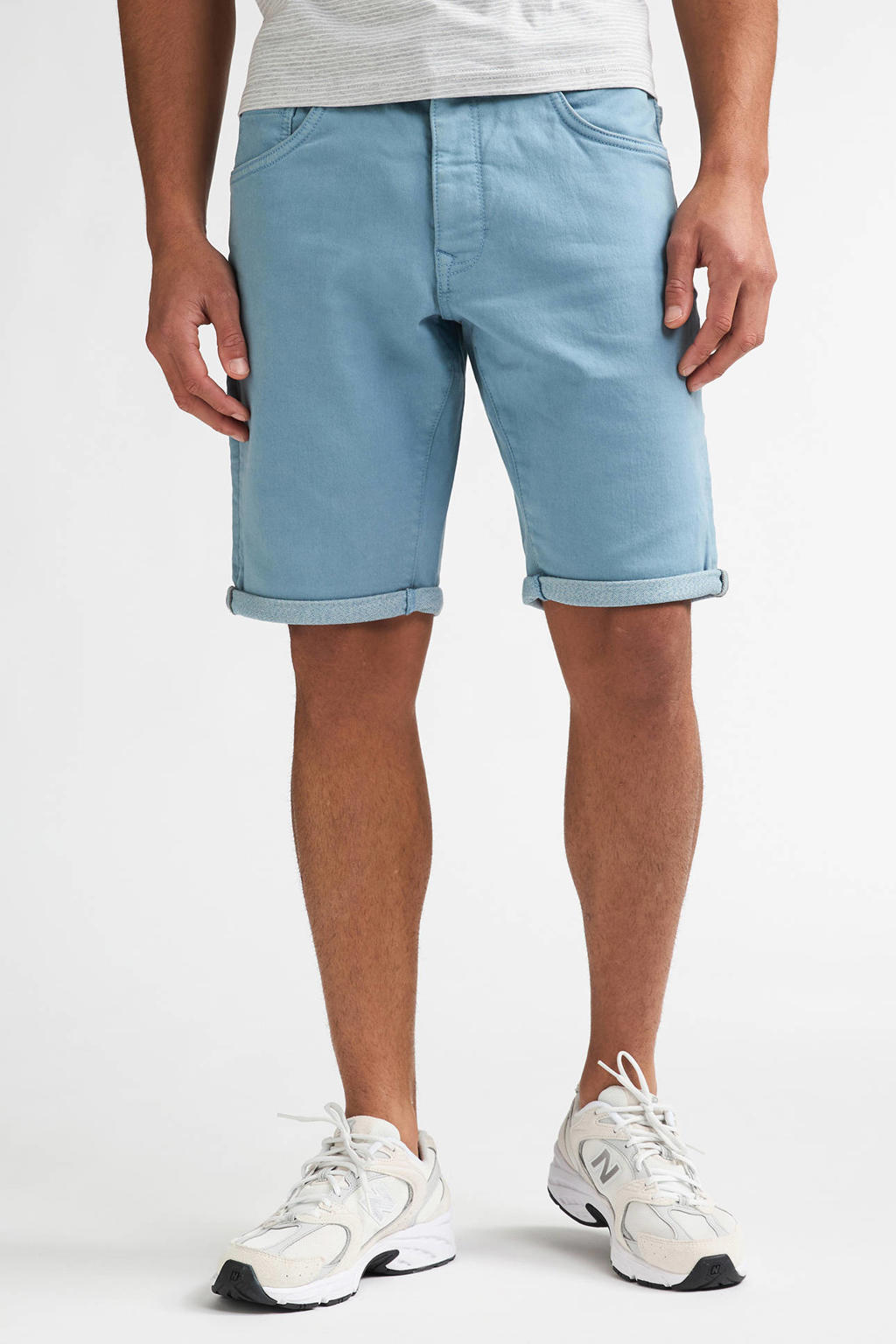 Petrol Industries denim slim short marble blue