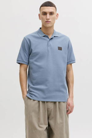 regular polo met textuur blauw