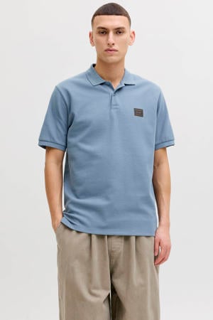 regular polo met textuur blauw