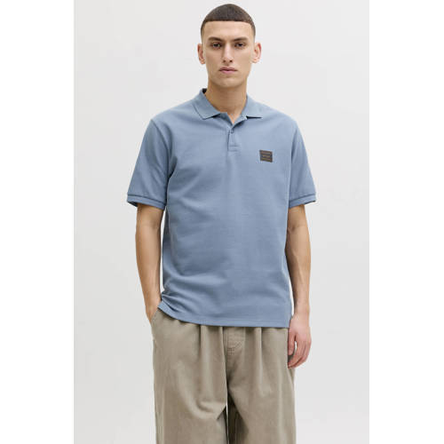 JACK & JONES regular polo met textuur blauw afbeelding