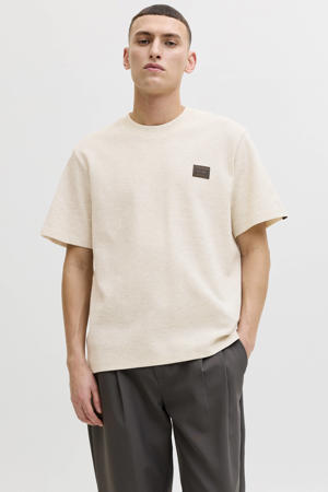 relaxed T-shirt met textuur ecru