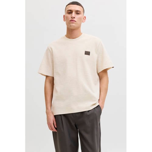 JACK & JONES relaxed T-shirt met textuur ecru afbeelding