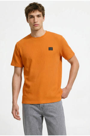 relaxed T-shirt met textuur oranje