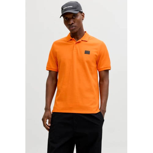 JACK & JONES regular polo met textuur oranje afbeelding