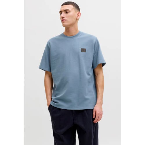 JACK & JONES relaxed T-shirt met textuur blauw afbeelding