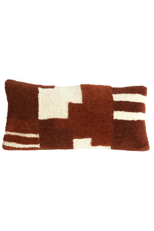 sierkussen SYLINA crème+donker oranje+bruin (30x60 cm)