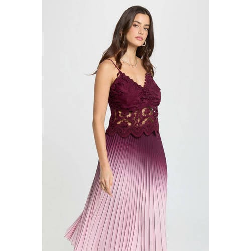 Morgan kanten cropped top donkerrood afbeelding